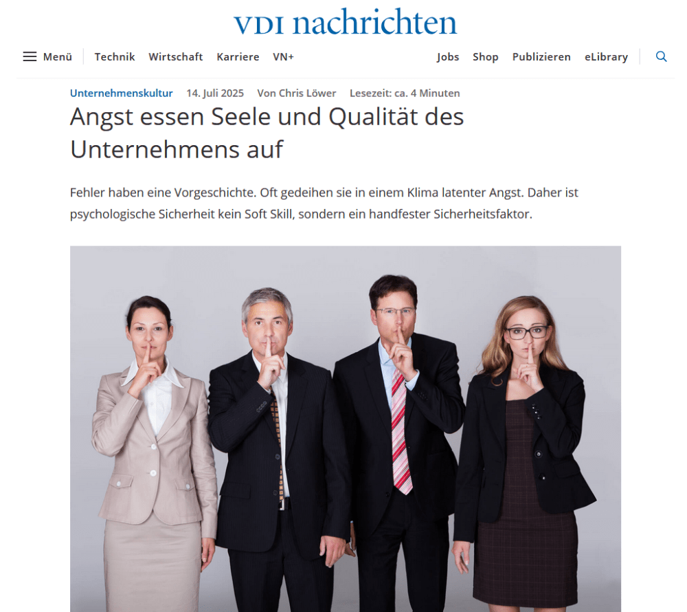 Angst essen Seele und Qualität des Unternehmens auf